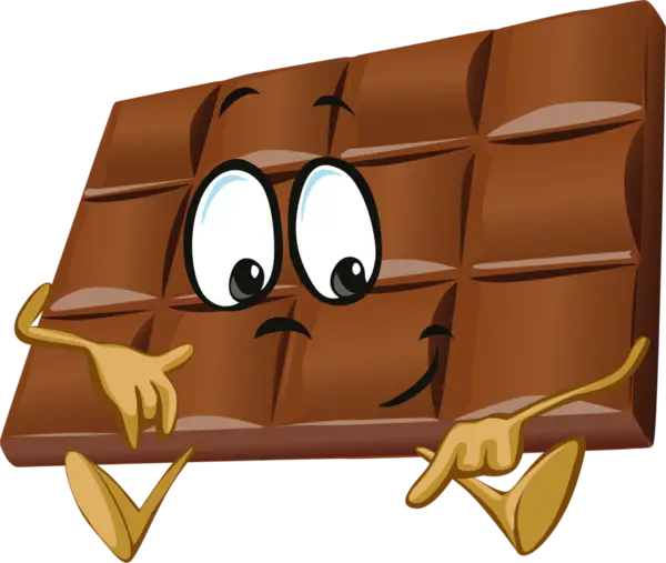 Cartoon chocolate bar with a smile