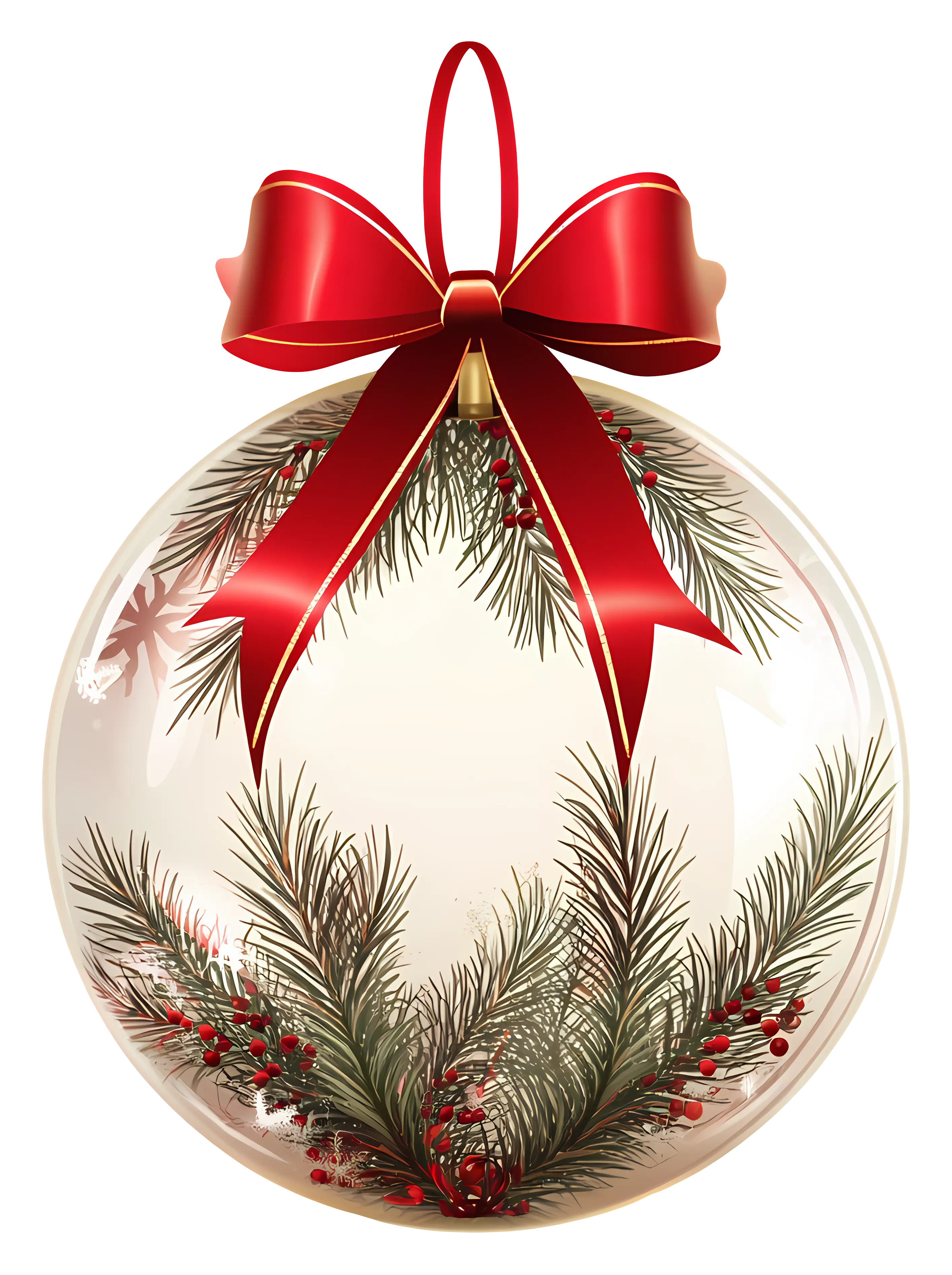 Festive Ornament with Red Ribbon