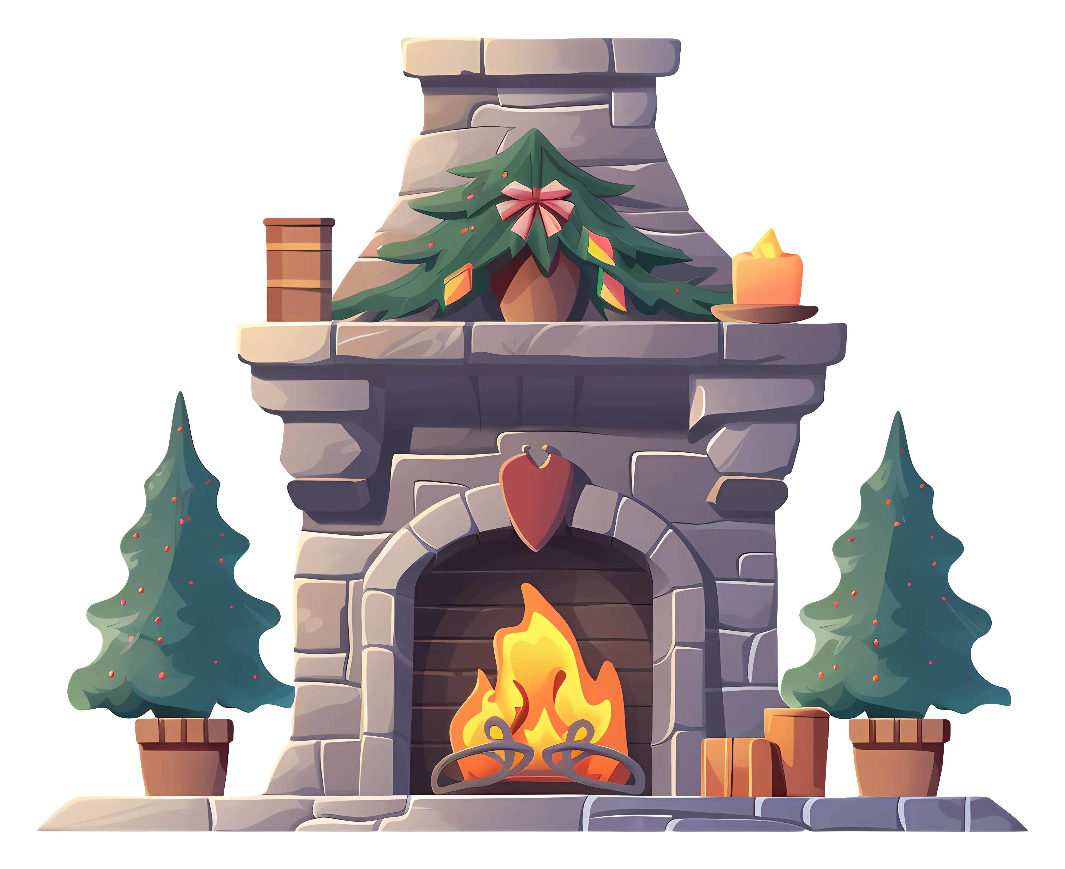 Cozy Fireplace with Christmas Decorations