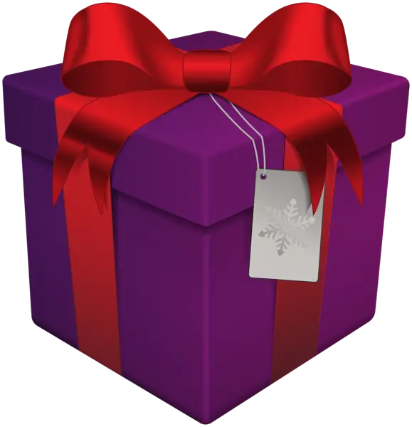 Purple Gift Box with Red Ribbon Illustration