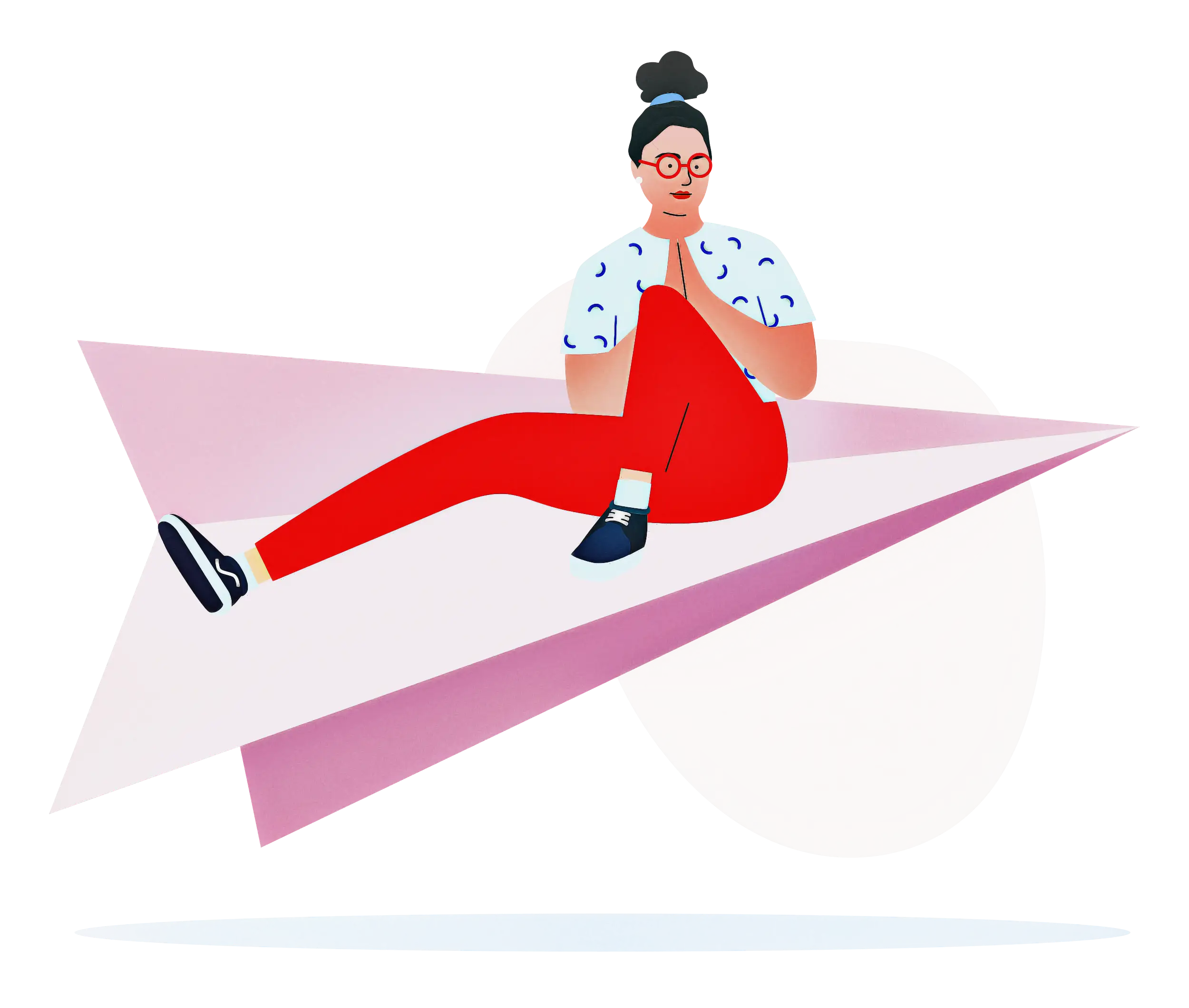 Woman Meditating on Paper Airplane