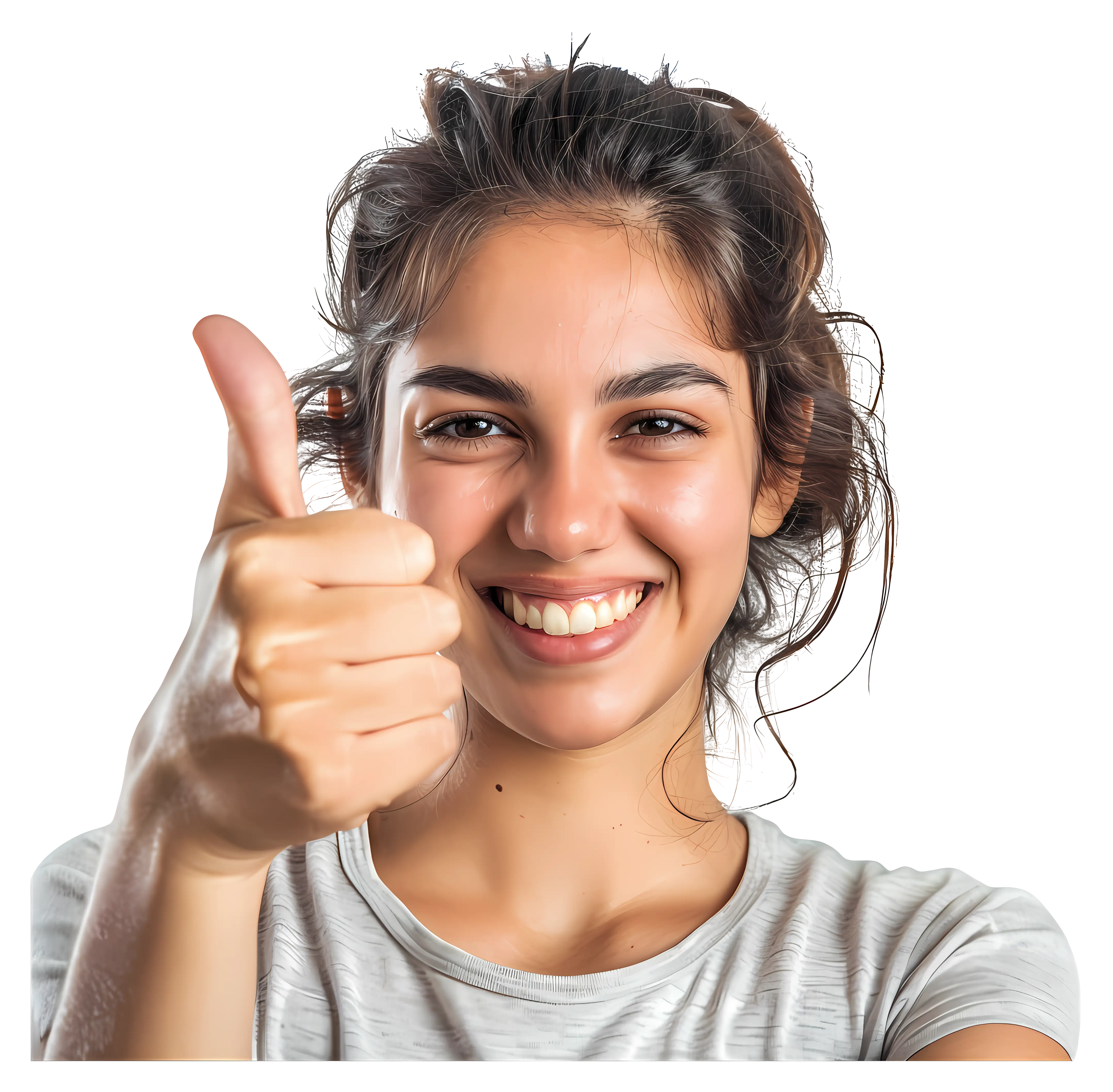 Smiling Woman Giving a Thumbs Up