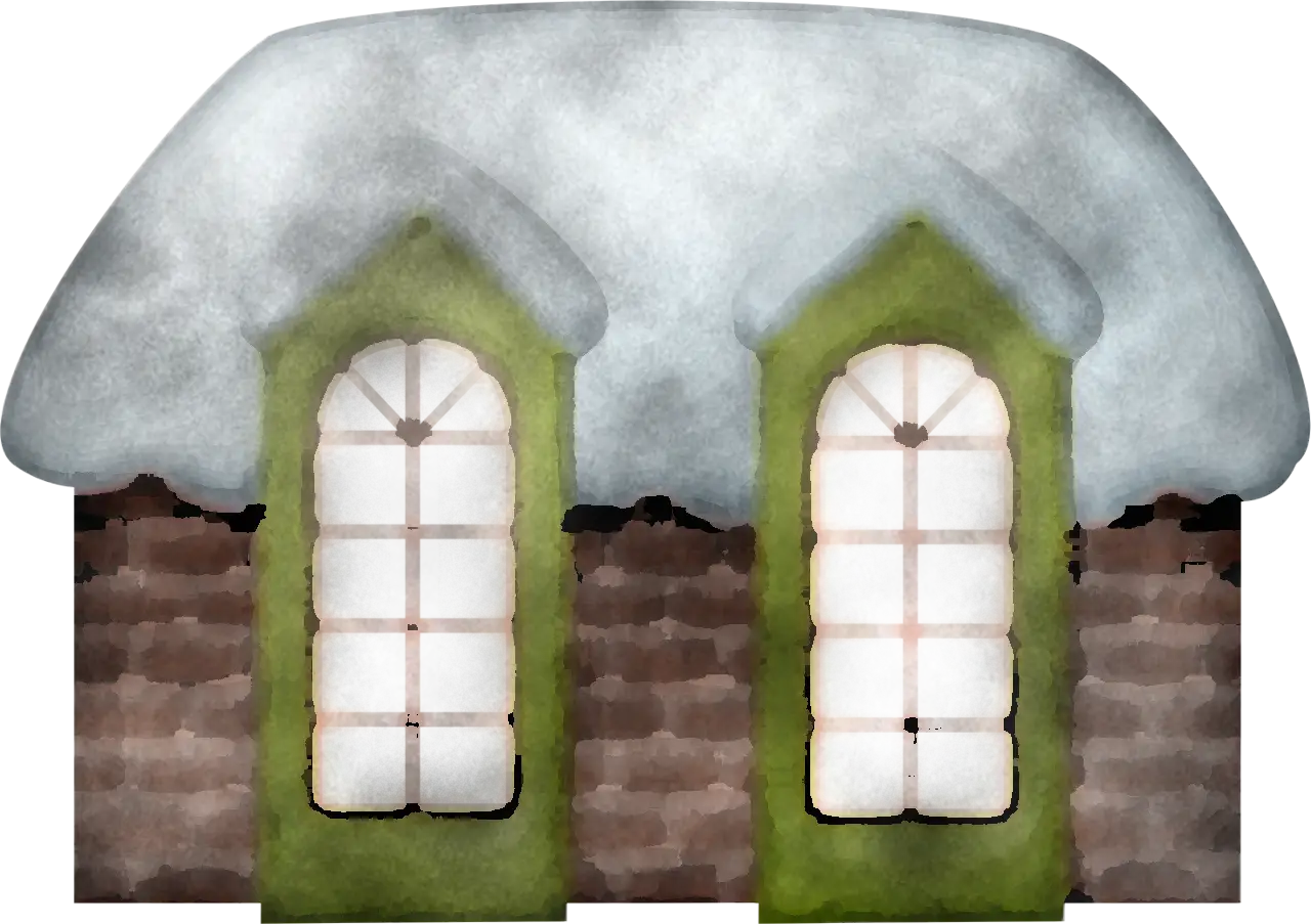 Snow-Covered House with Windows
