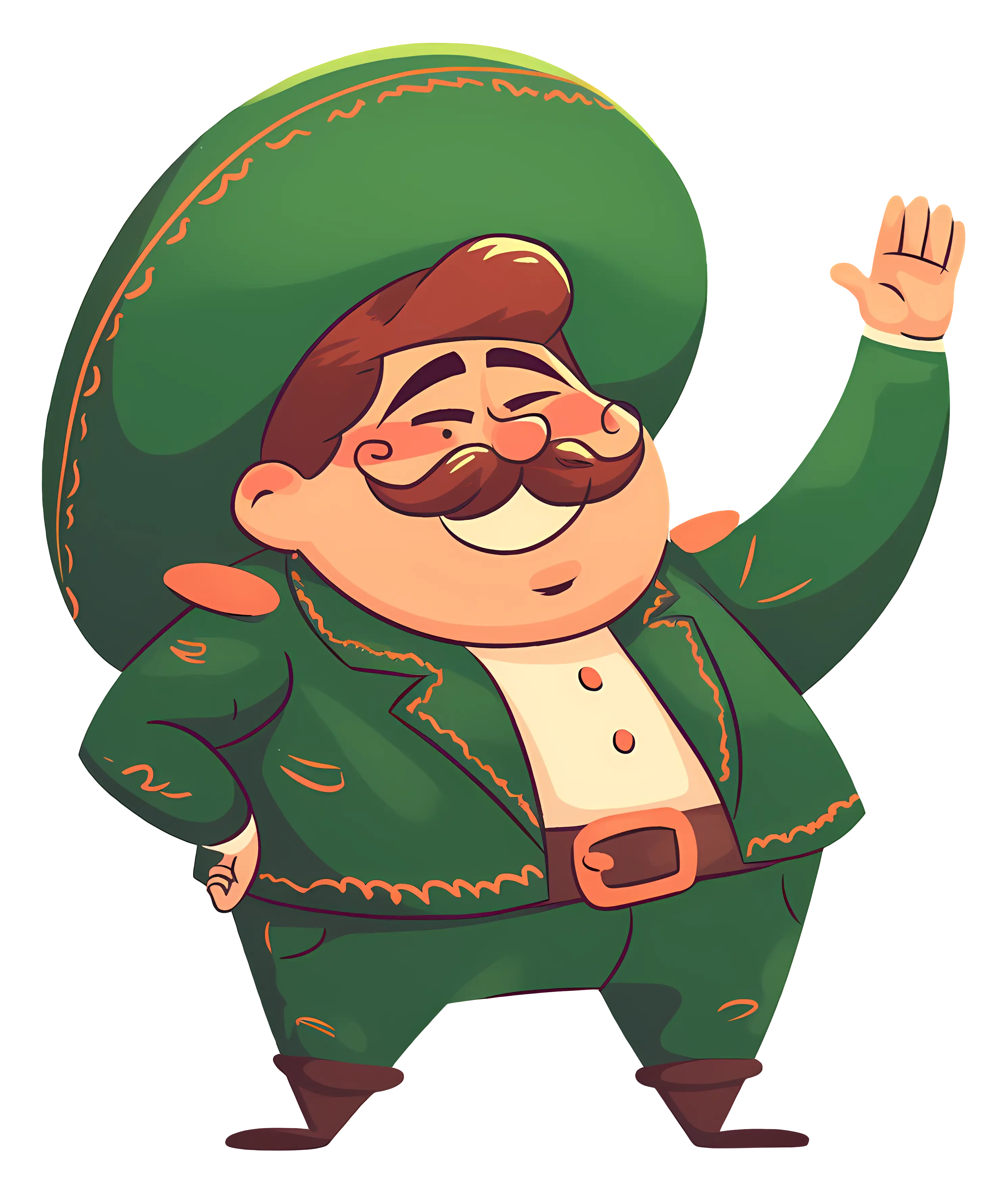 Green Cartoon Character with Sombrero