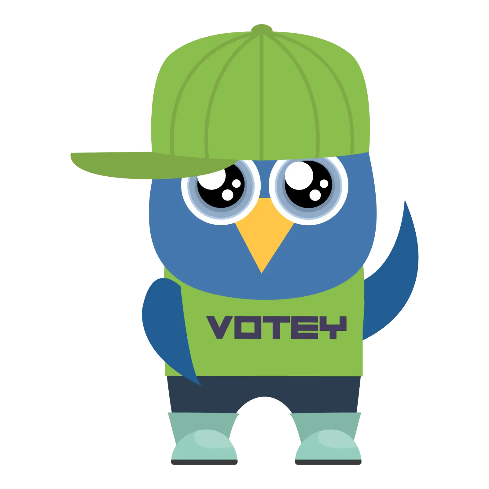 Cute Blue Bird with Green Cap