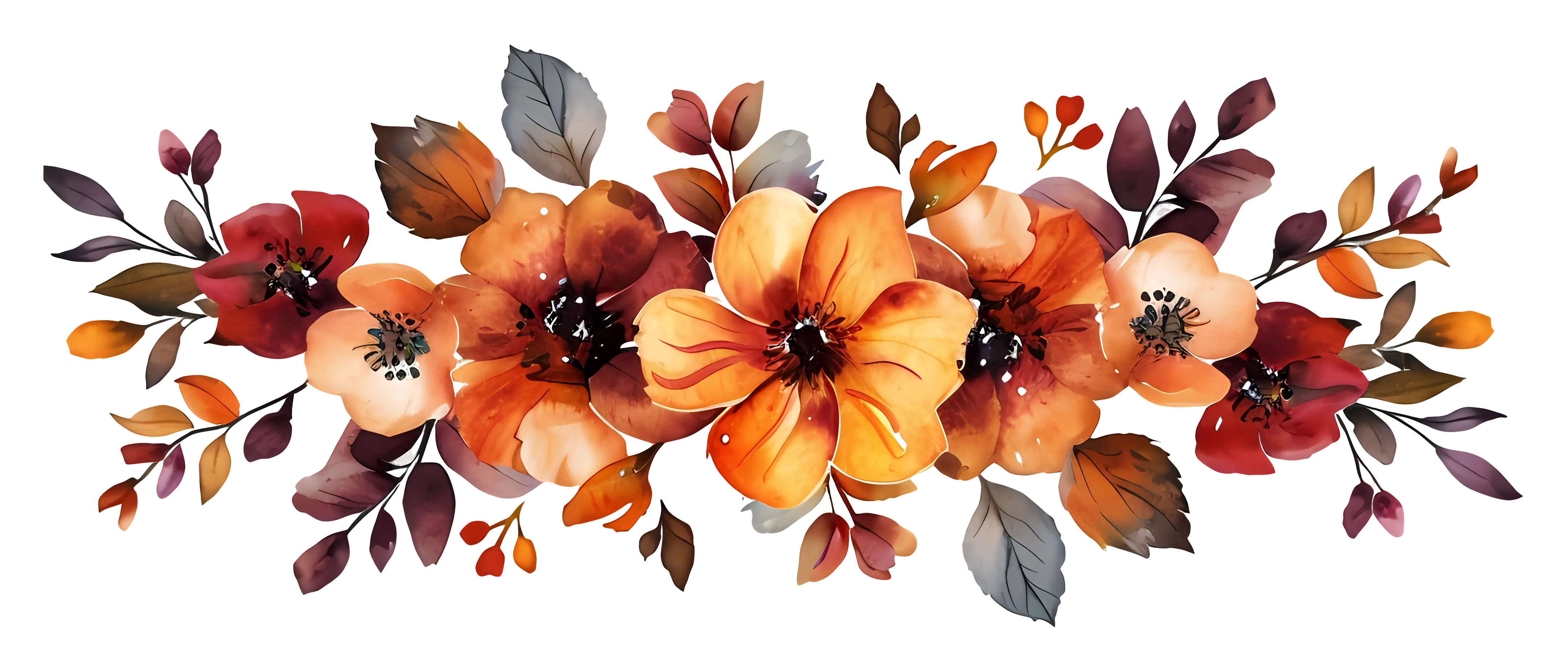 Orange and Red Floral Illustration