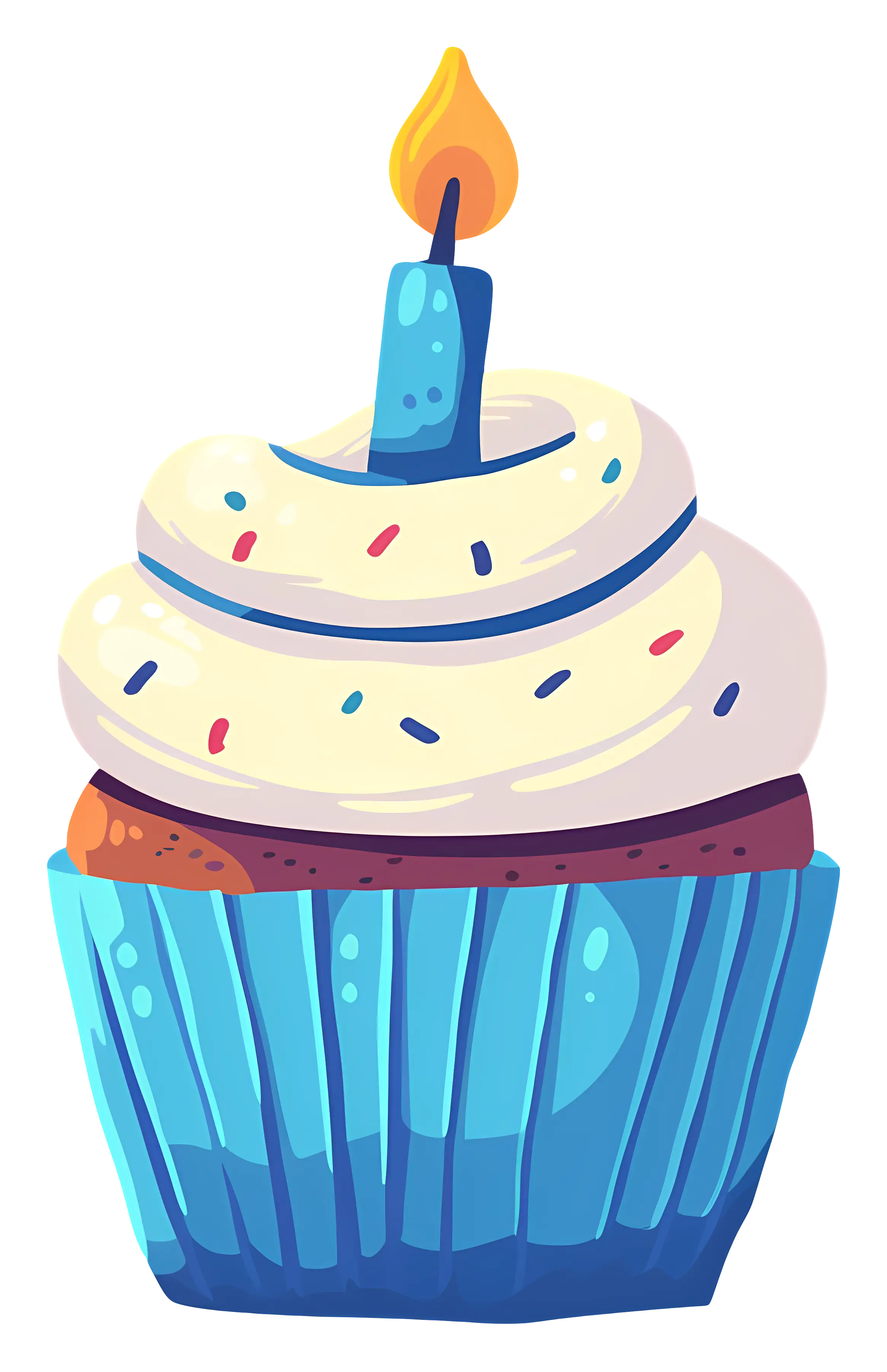 Birthday Cupcake with Candle Illustration