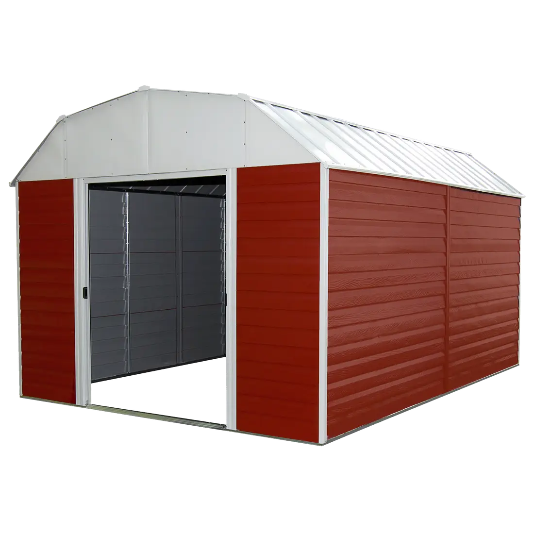Red and White Storage Shed