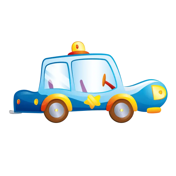 Blue Cartoon Police Car Illustration
