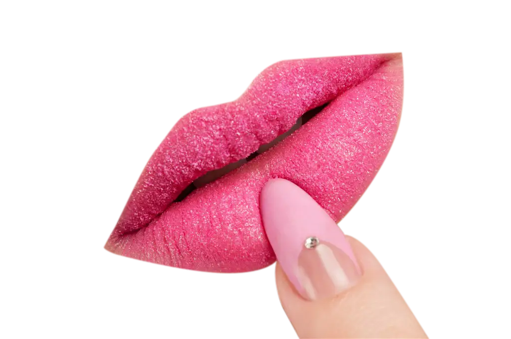 Pink Lips with Finger and Nail