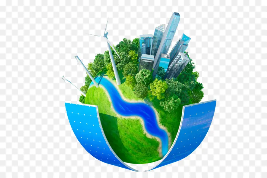 Eco-Themed Globe with Nature and Urban Elements