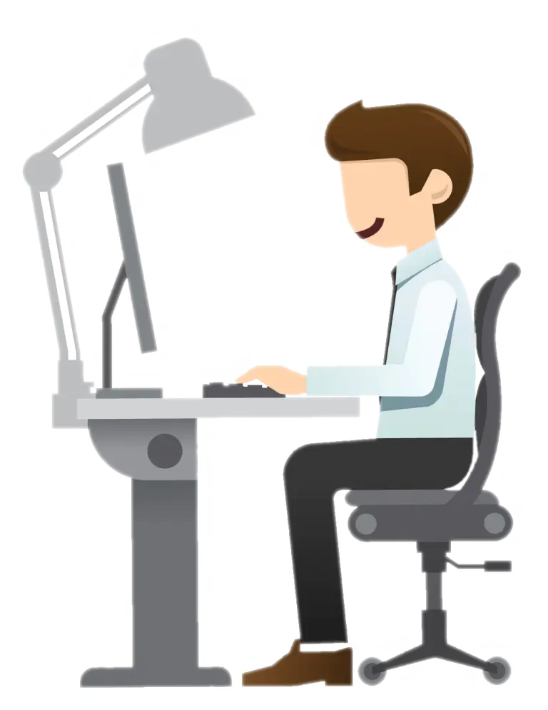 Office Worker at Desk Illustration