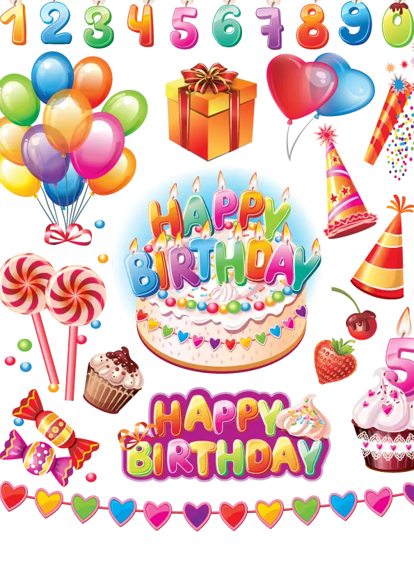 Colorful Birthday Celebration Elements