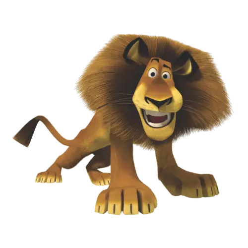 Playful Cartoon Lion Illustration in Wild Pose