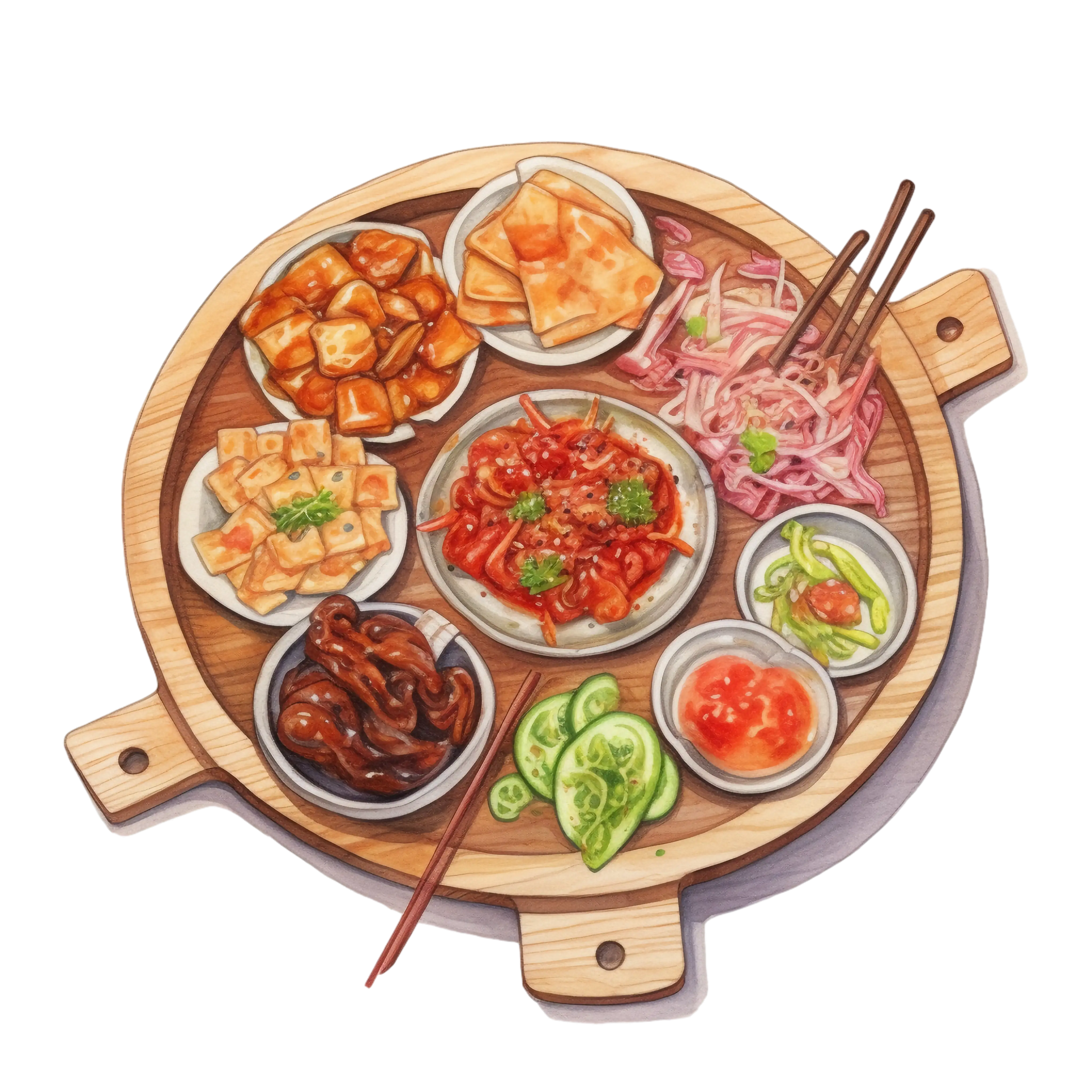 Asian-Style Food Platter with Various Dishes