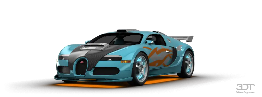 Blue Sports Car with Flames