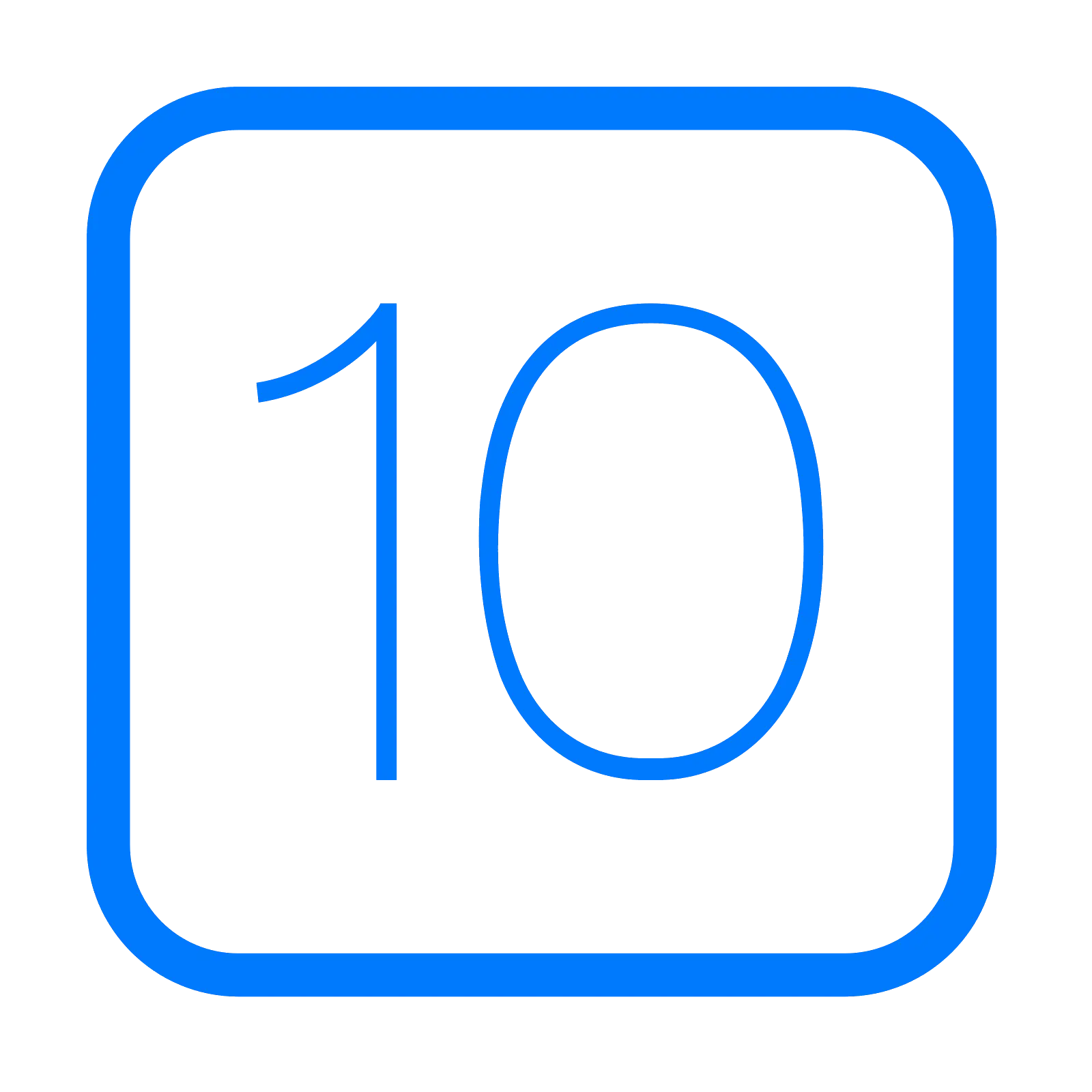 Number 10 Icon Inside Blue Square Frame