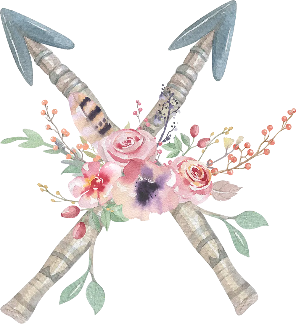 Decorative Crossed Arrows with Flowers