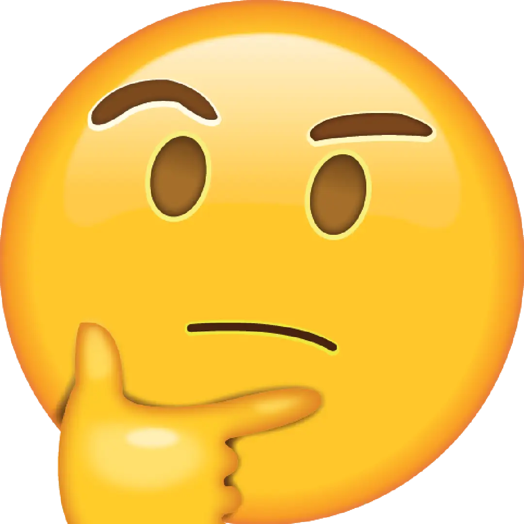 Thinking Emoji with Hand on Chin Pose