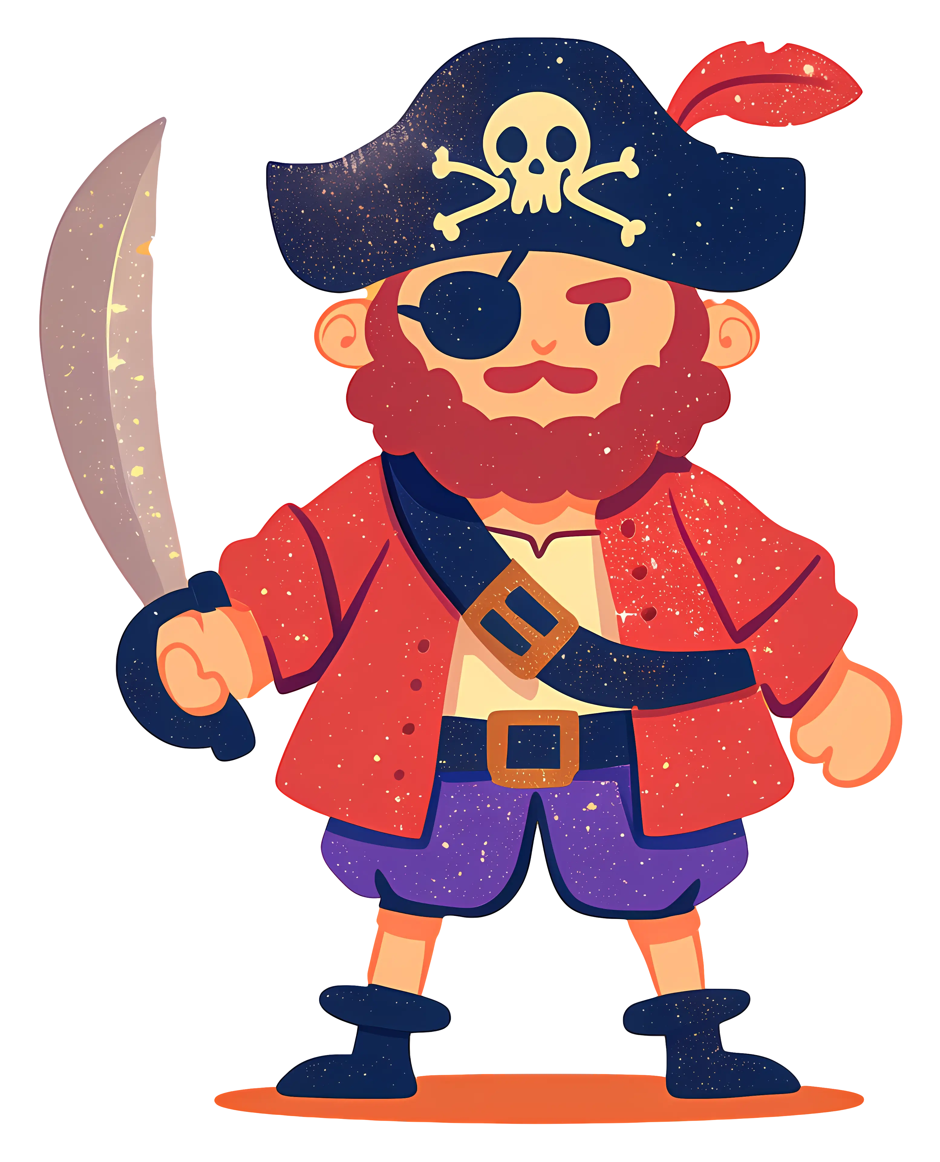 Cartoon Pirate with Sword and Hat