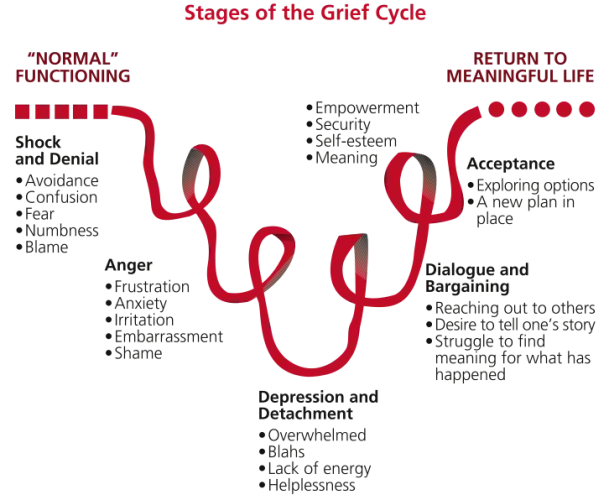Stages of Grief Cycle Diagram for Emotional Understanding