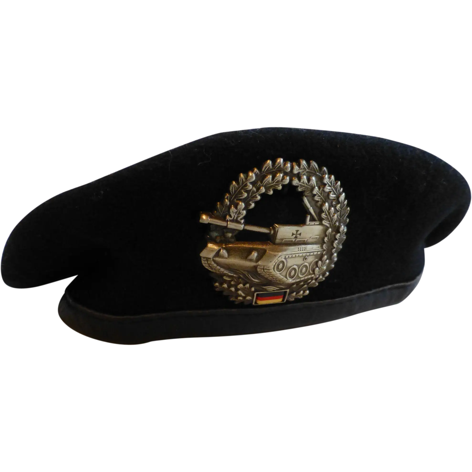 Military Beret with Tank Emblem Badge