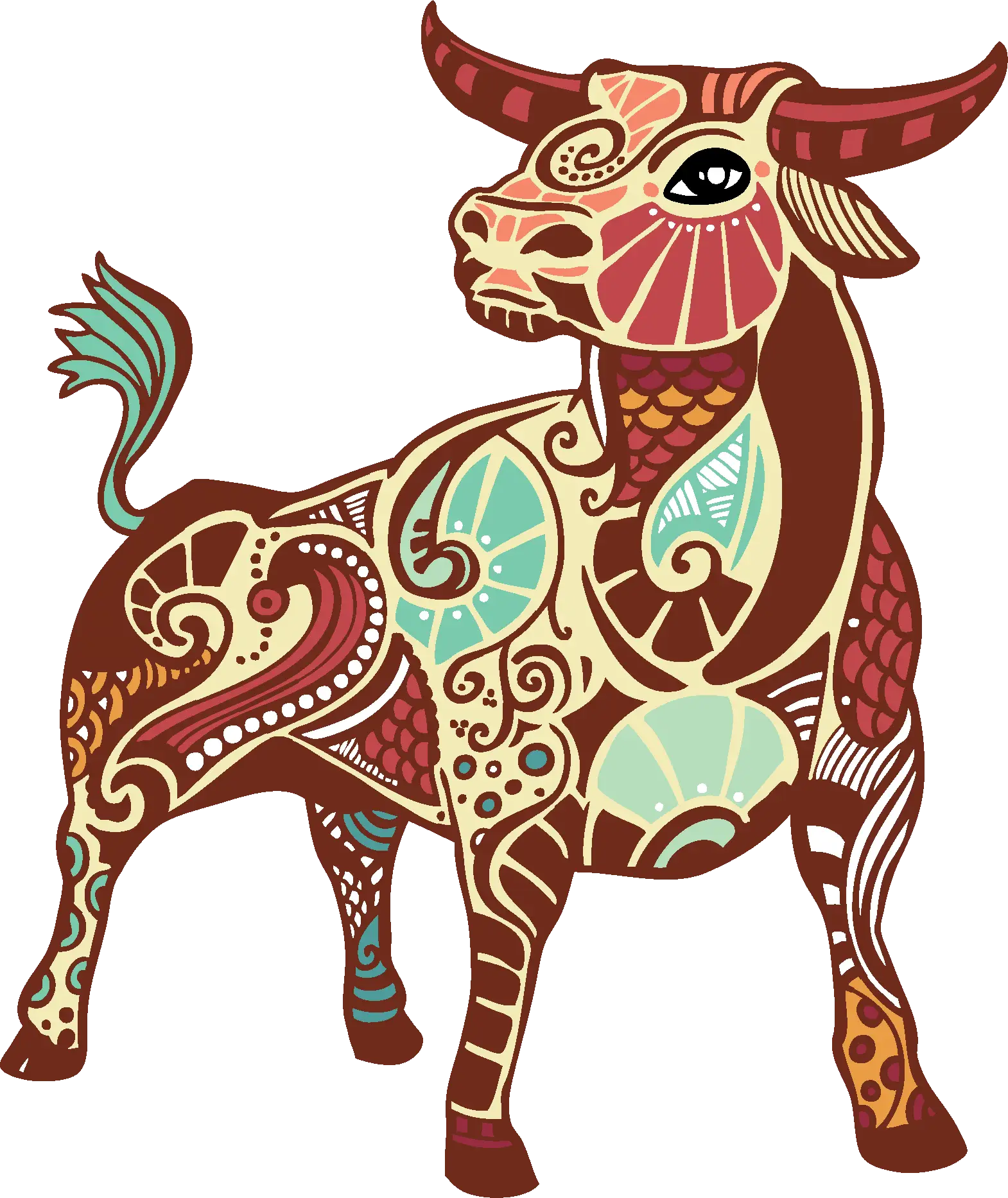Colorful Decorative Bull Illustration