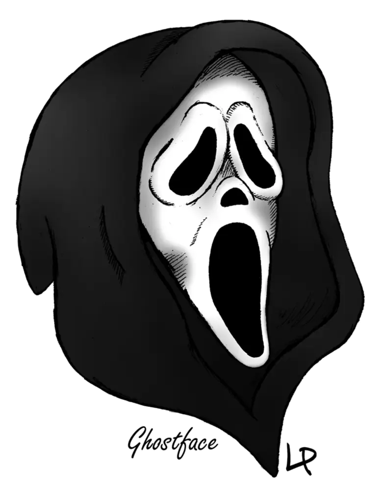 Ghostface Character with Mask and Hood