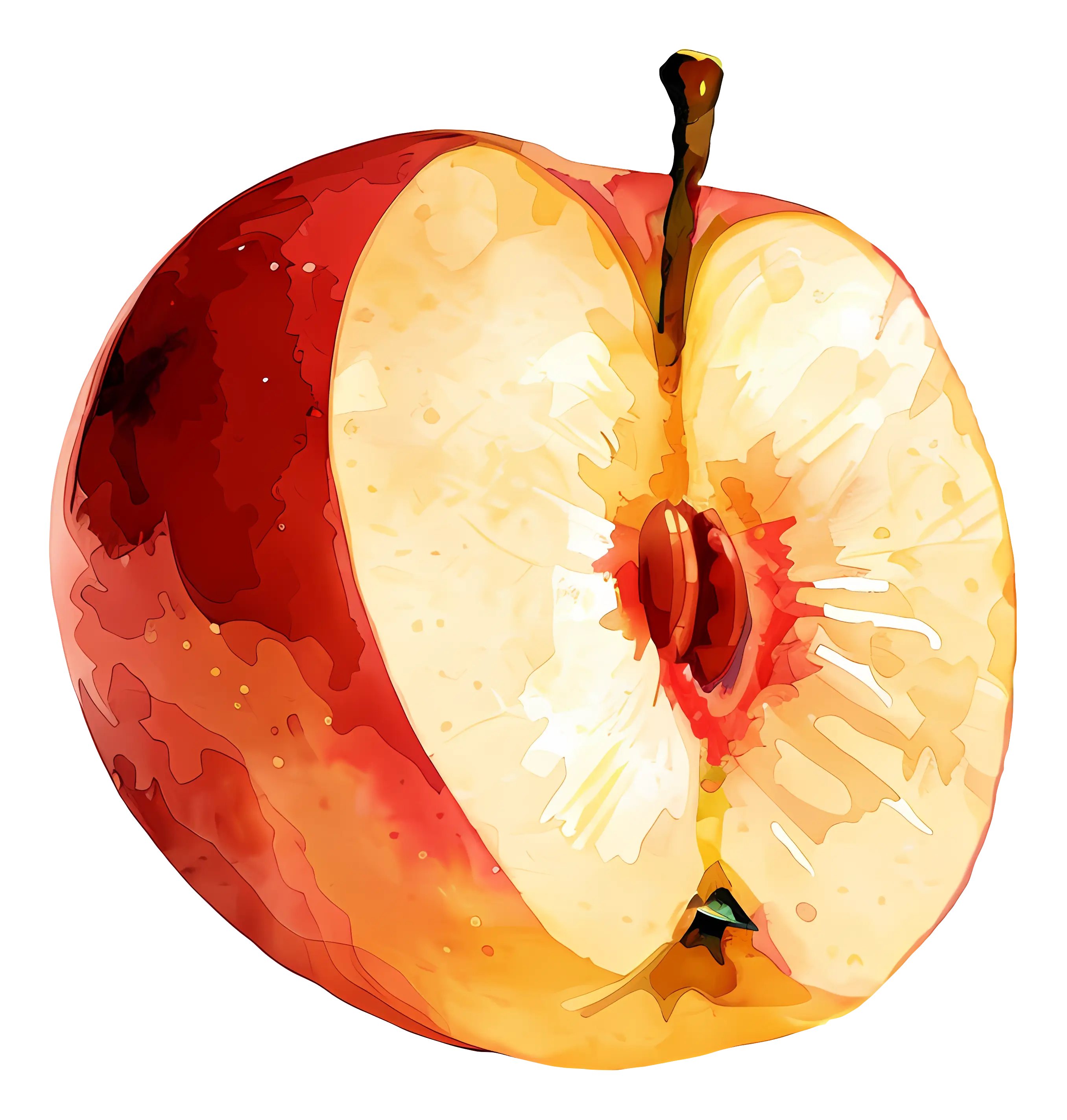 Realistic Watercolor Apple Slice Portrait