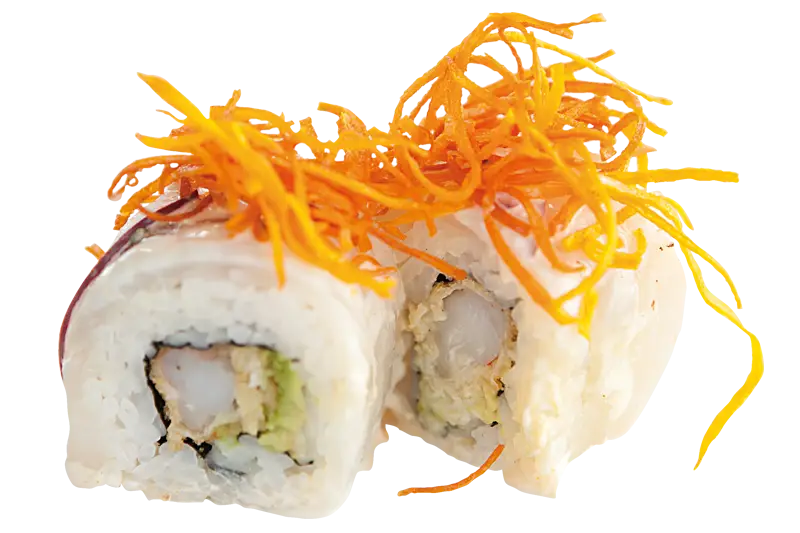 Sushi Roll Topped with Shredded Carrot