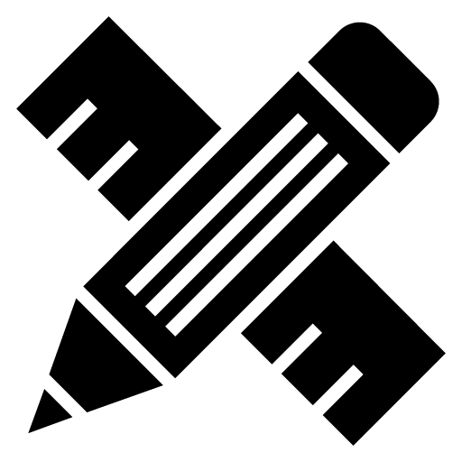 Black Icon of Pencil and Ruler for Design