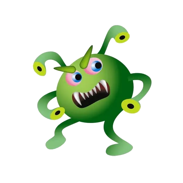 Cartoon Green Monster with Multiple Eyes