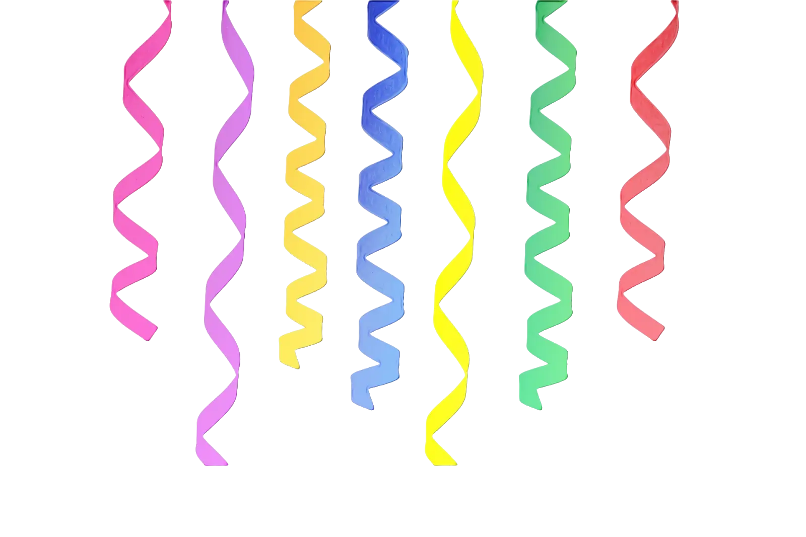 Colorful Ribbon Curls in Pink, Yellow, Blue, Green, and Red
