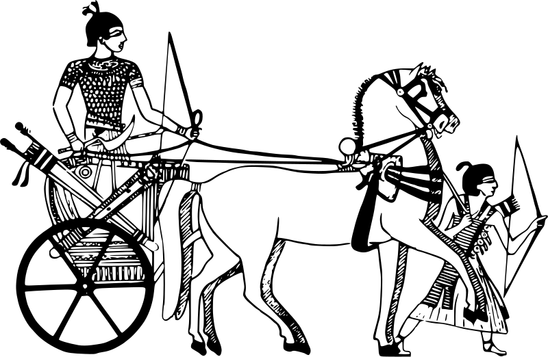 Egyptian Historical Chariot Illustrated in Black