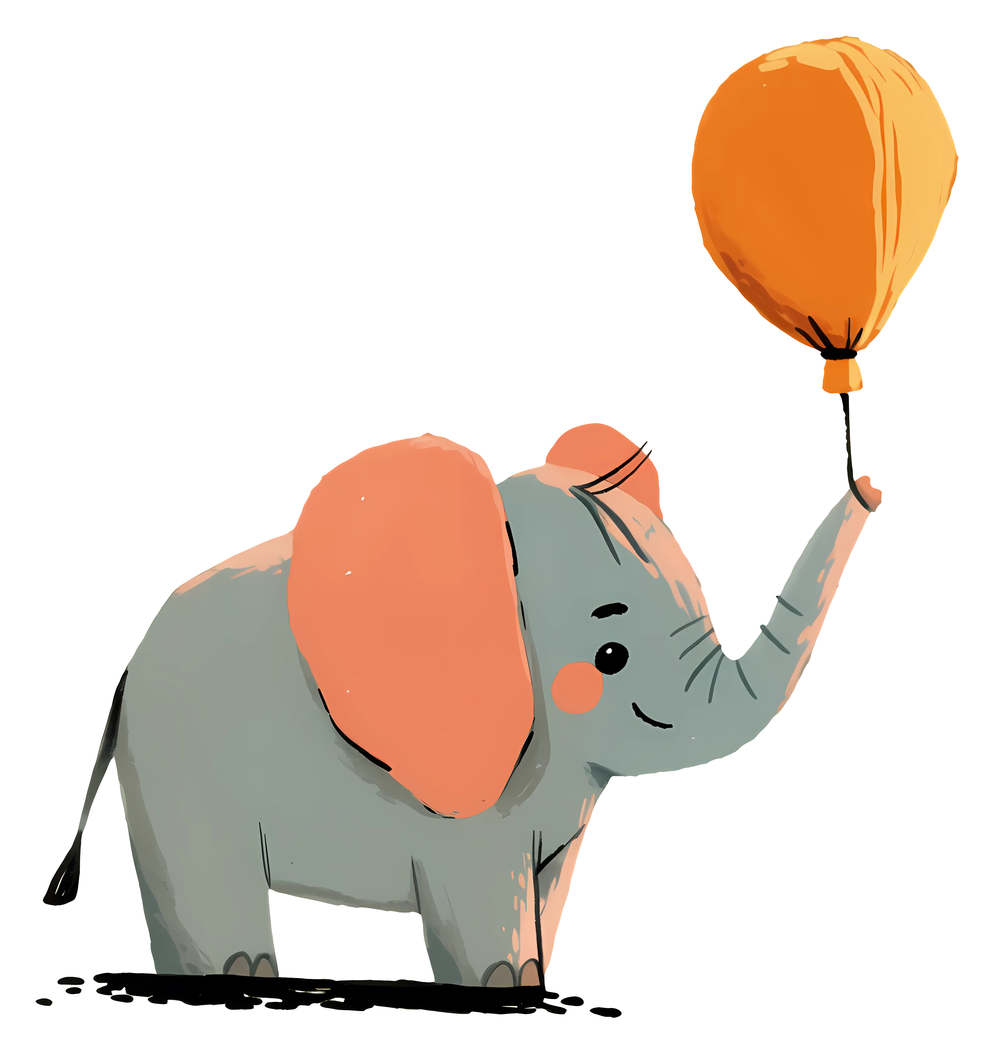 Elephant Holding Orange Balloon