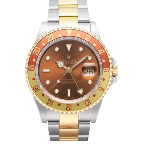 Luxury Two-Tone Watch with Brown Dial