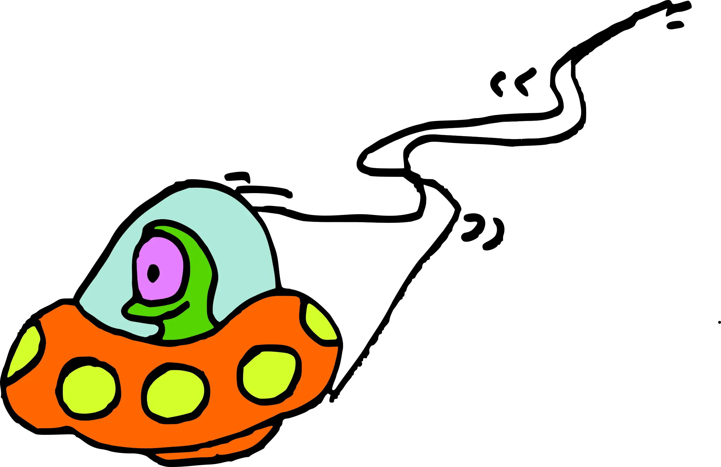 Cute Alien in UFO Cartoon