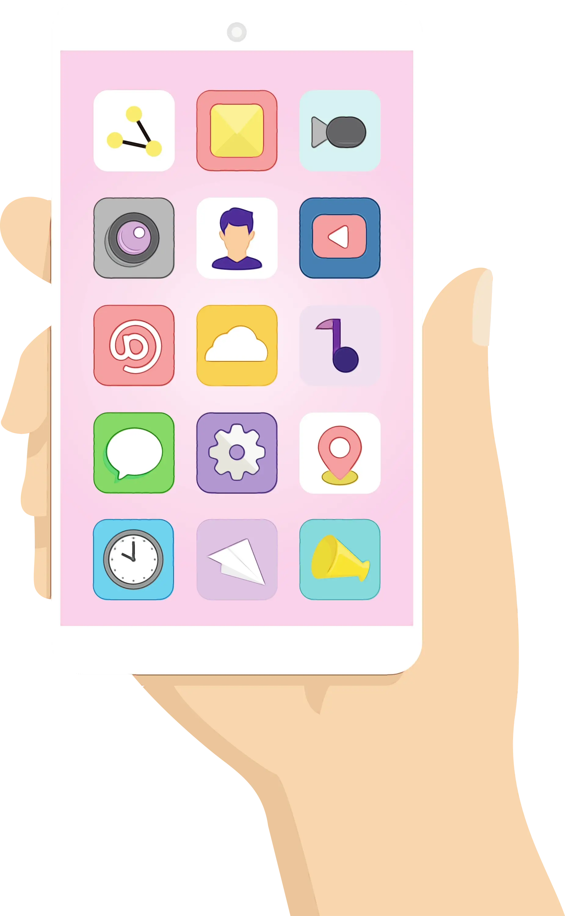 Hand Holding Smartphone with Icons