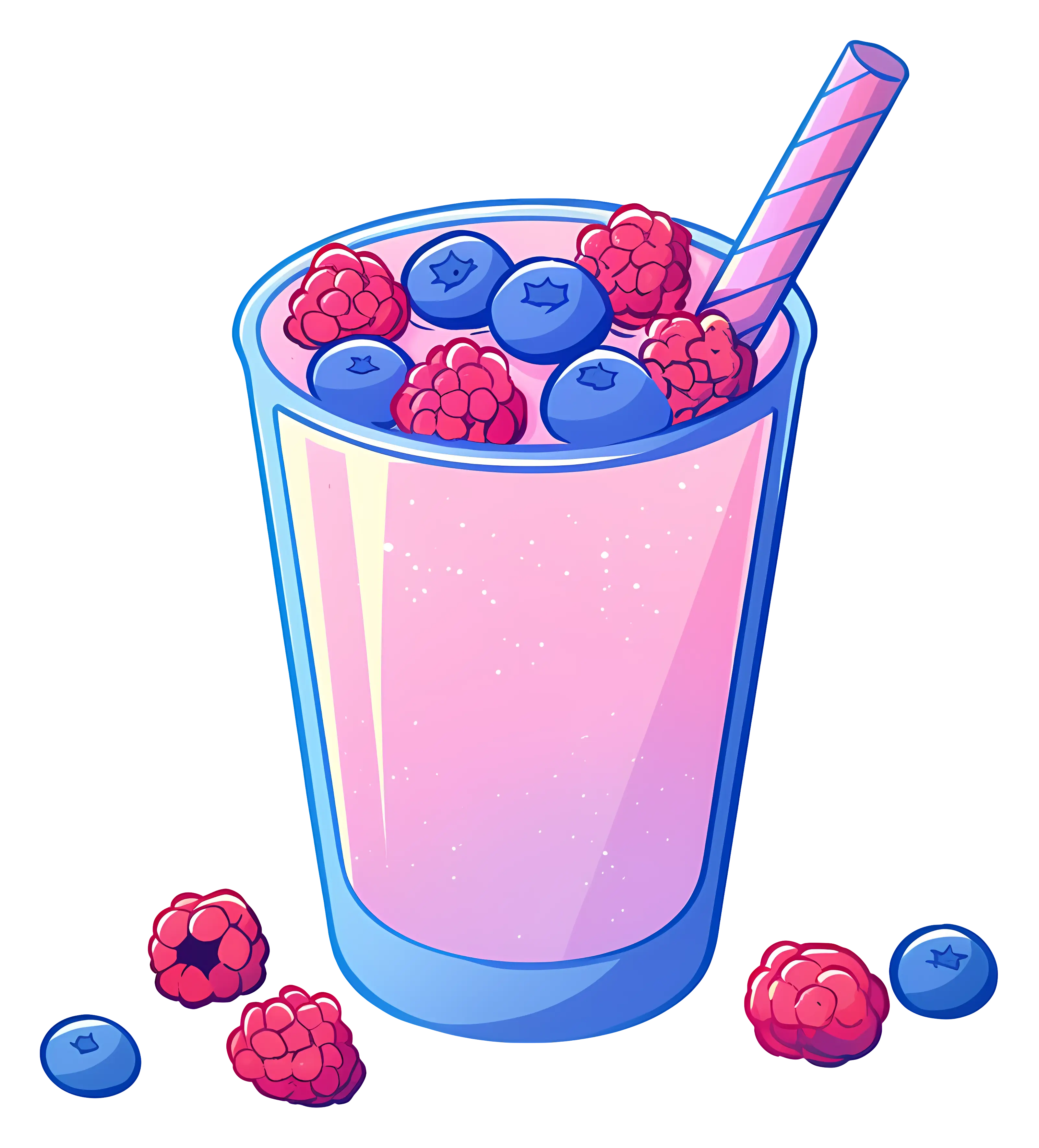 Pink Smoothie with Berries Illustration