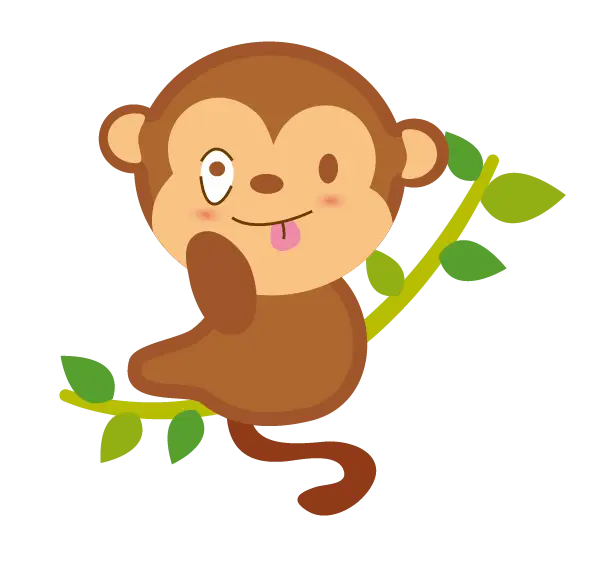 Playful Cartoon Monkey Sitting on a Branch