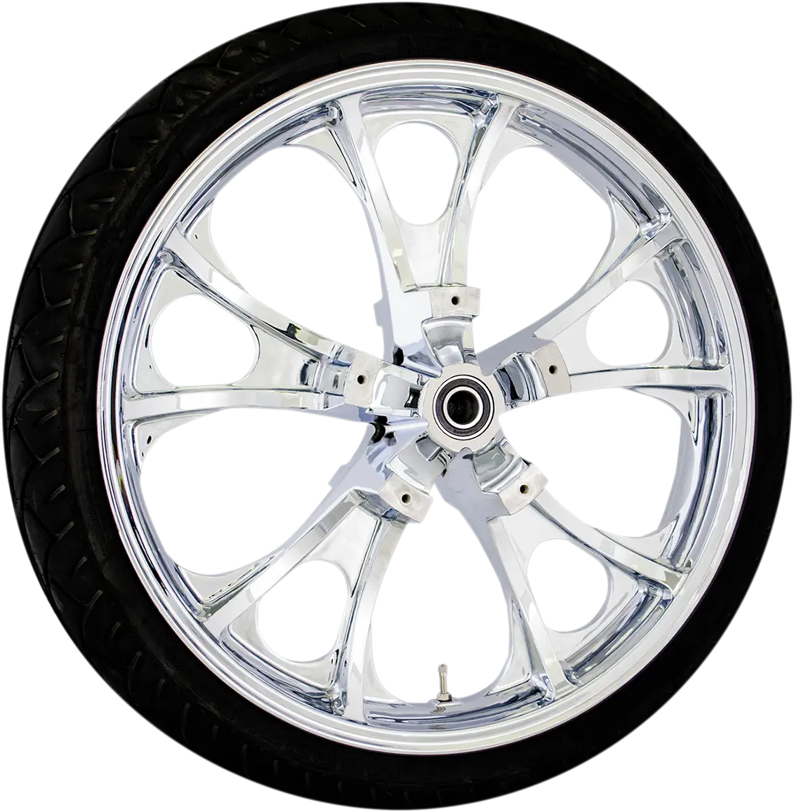 Chrome Car Wheel with Tire Illustration