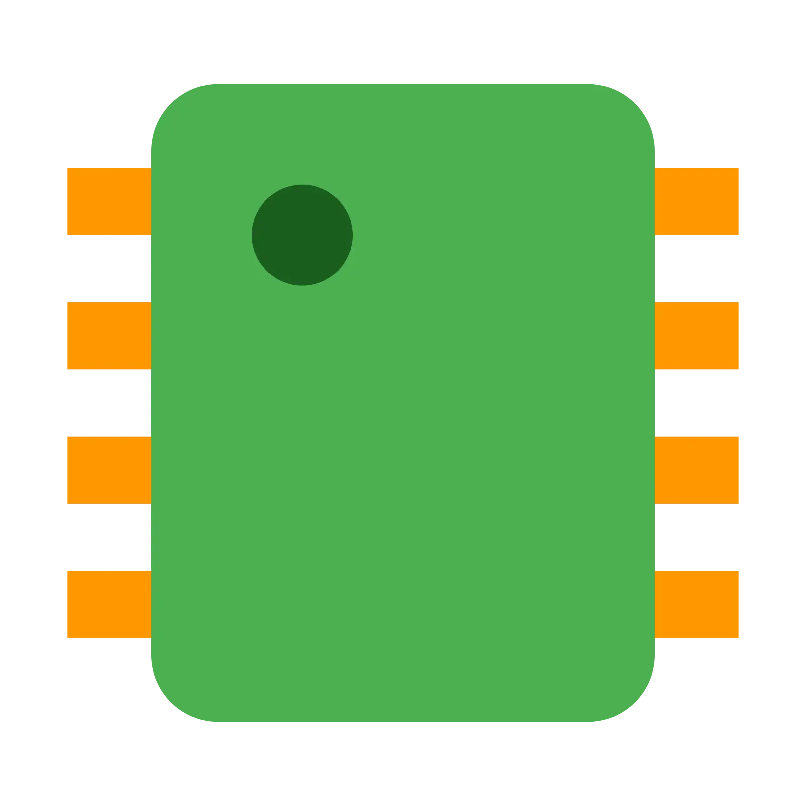 Green Microchip Icon for Technology Design