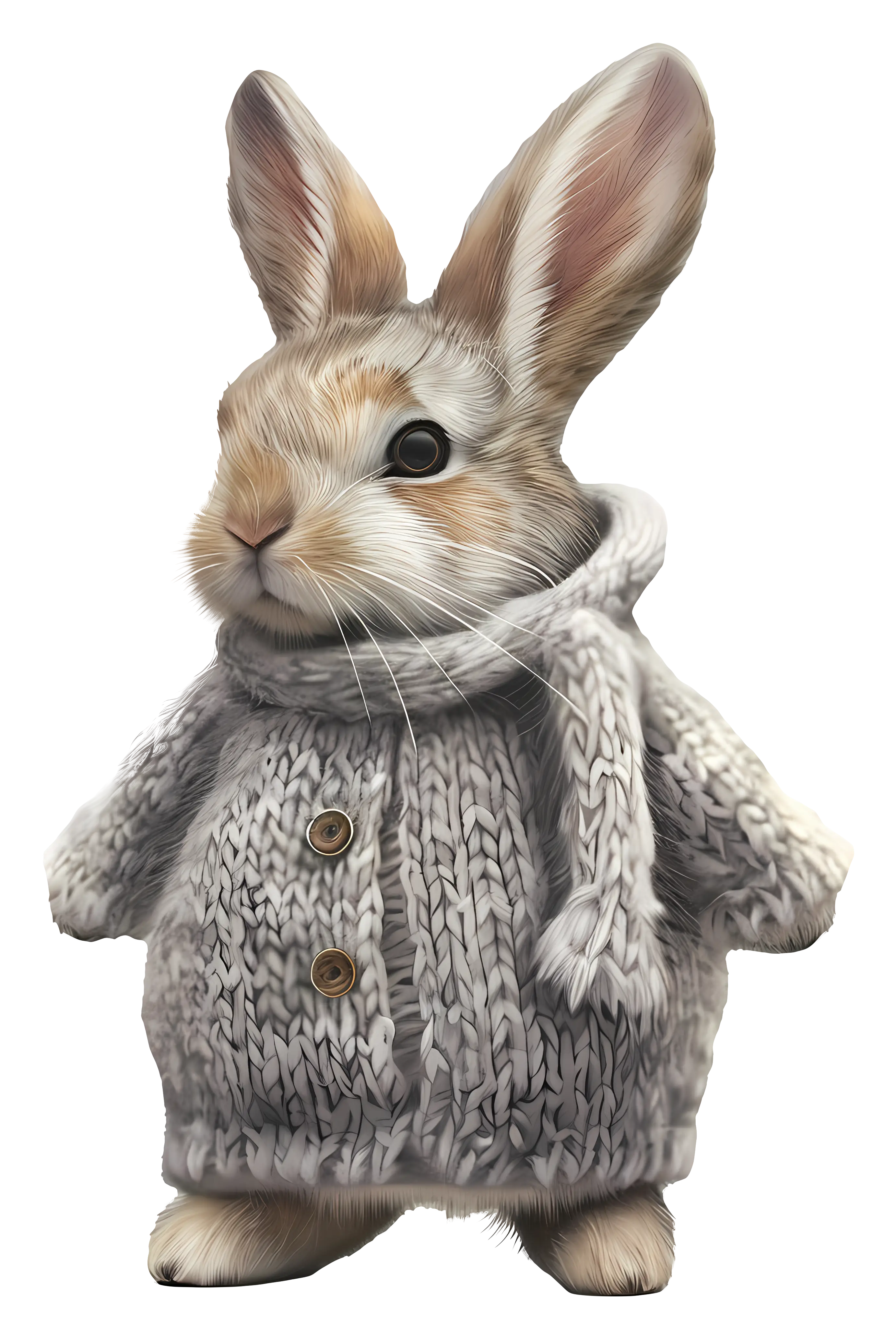 Adorable Rabbit in Knitted Sweater