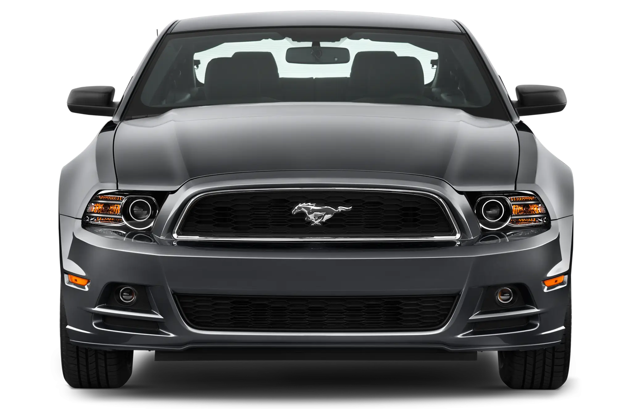 Gray Mustang Sports Car Front View