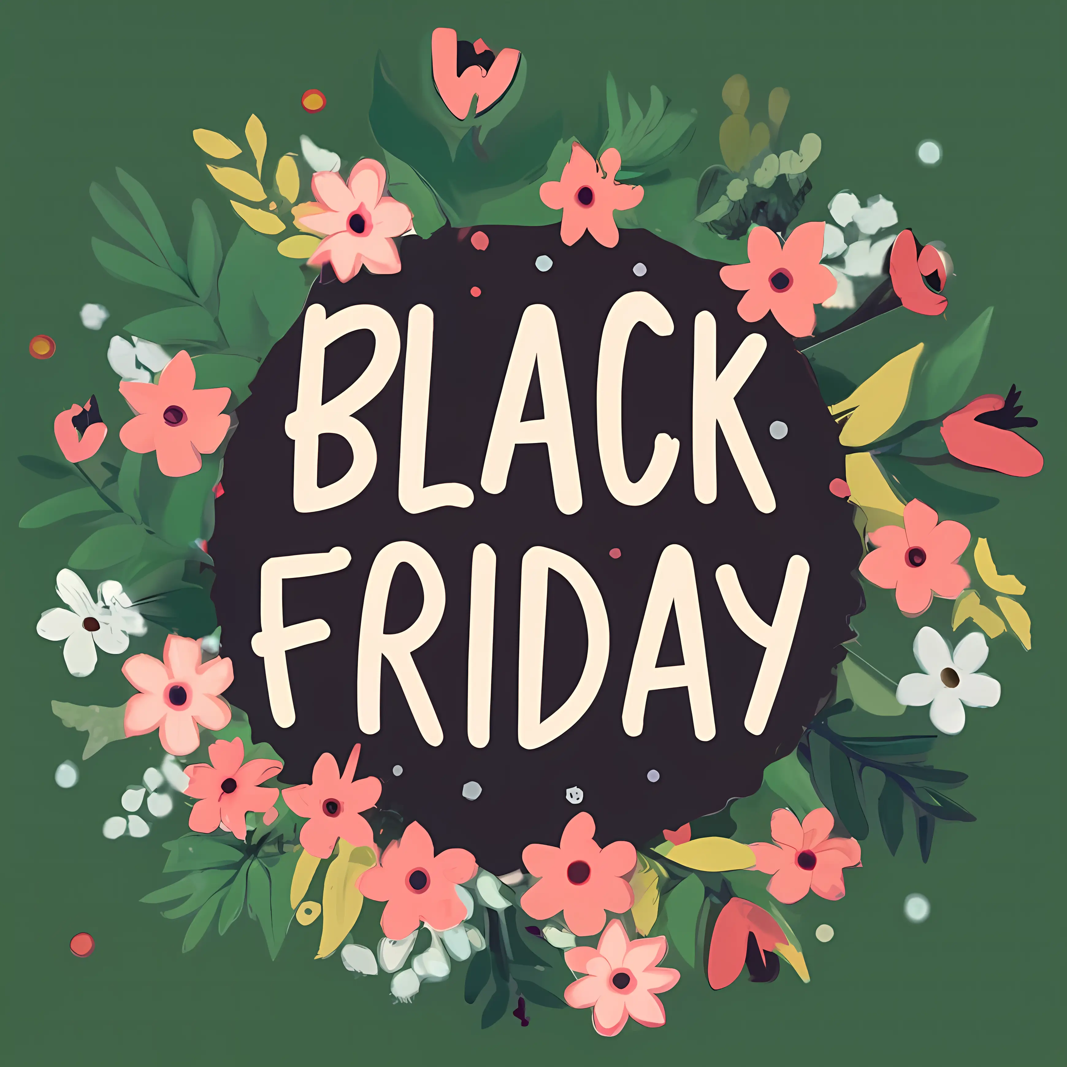 Colorful Black Friday Design with Flowers