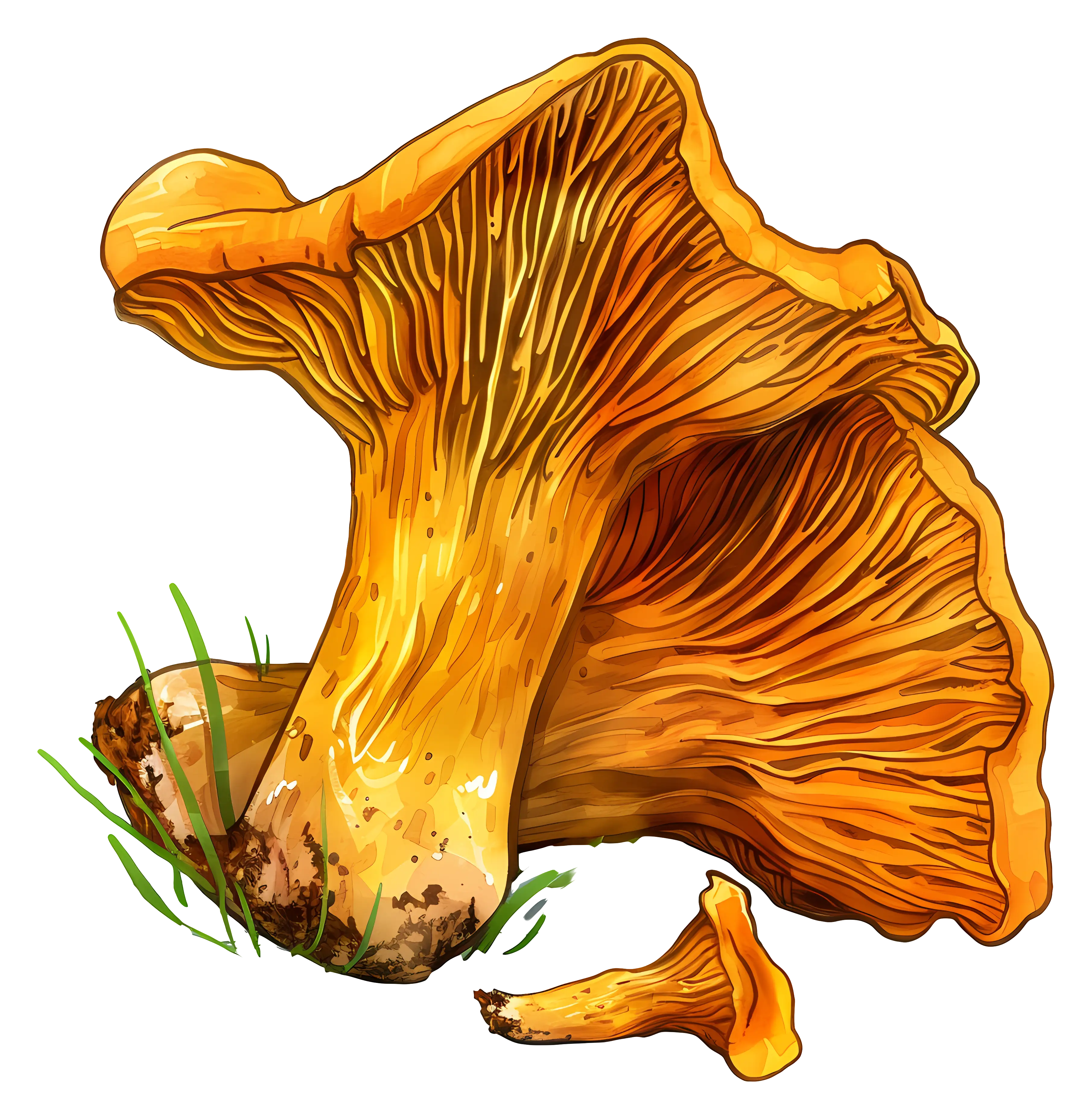 Orange Chanterelle Mushroom Illustration
