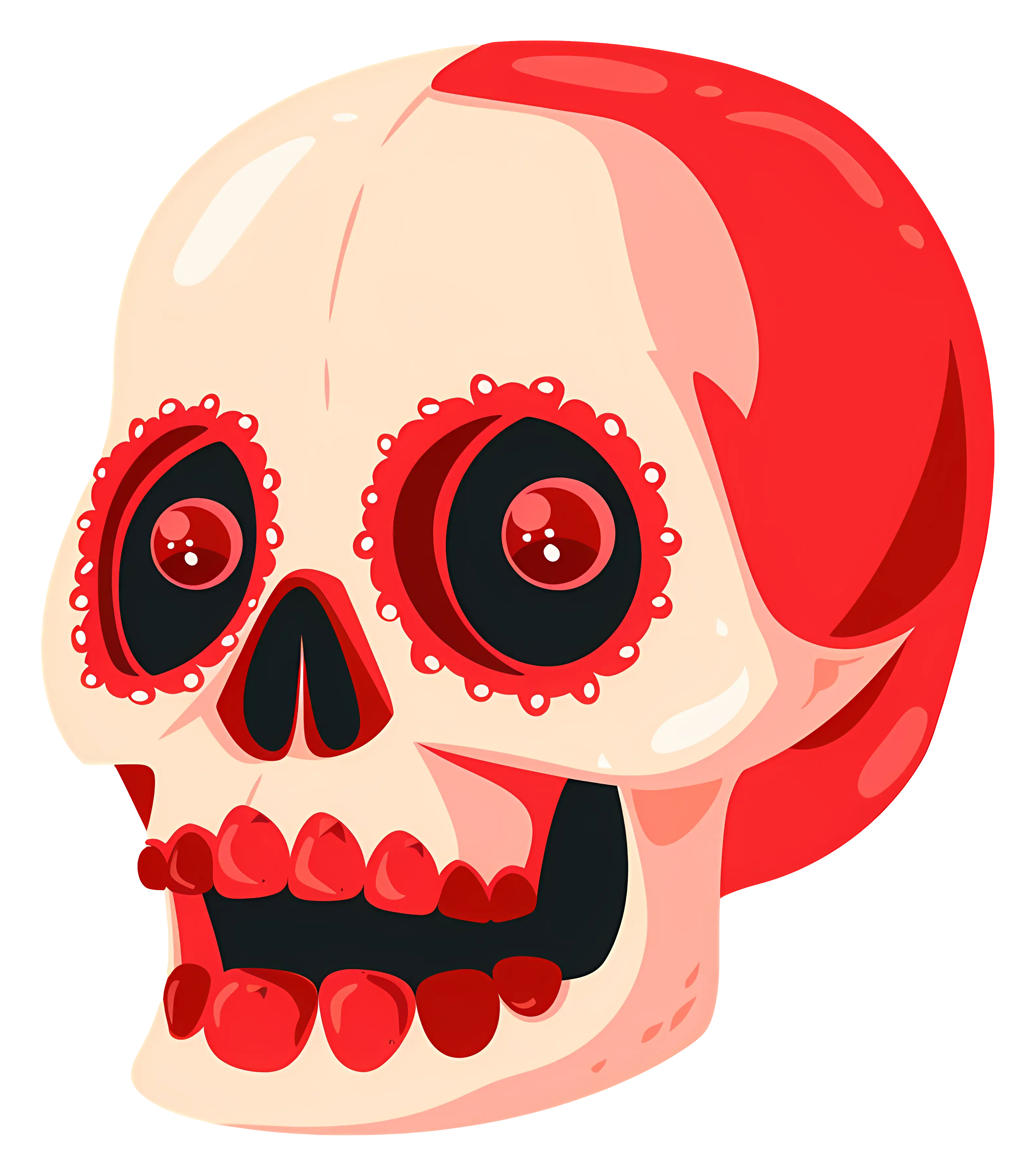 Red Decorative Skull Illustration