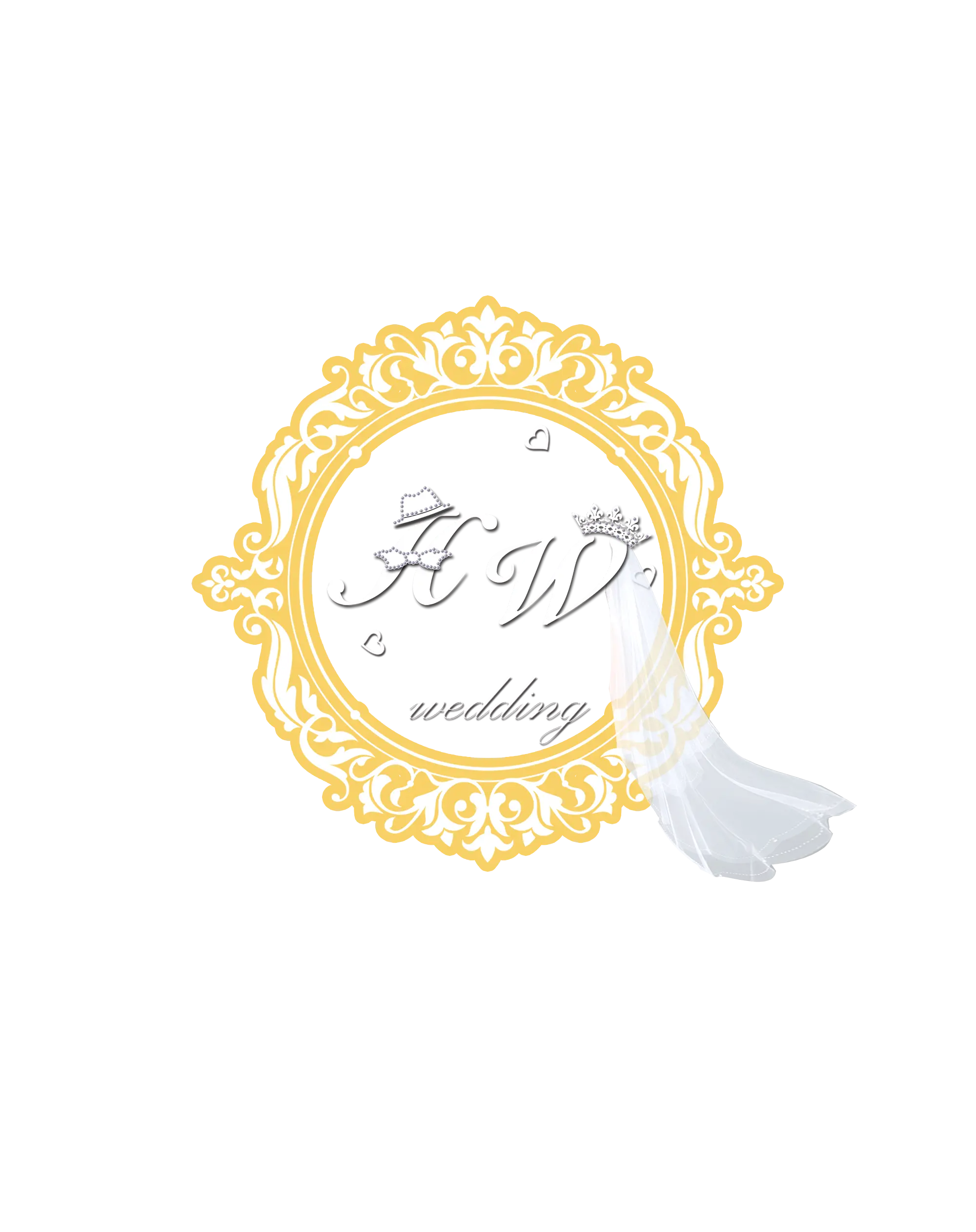 Elegant Wedding Logo with Golden Frame and Veil