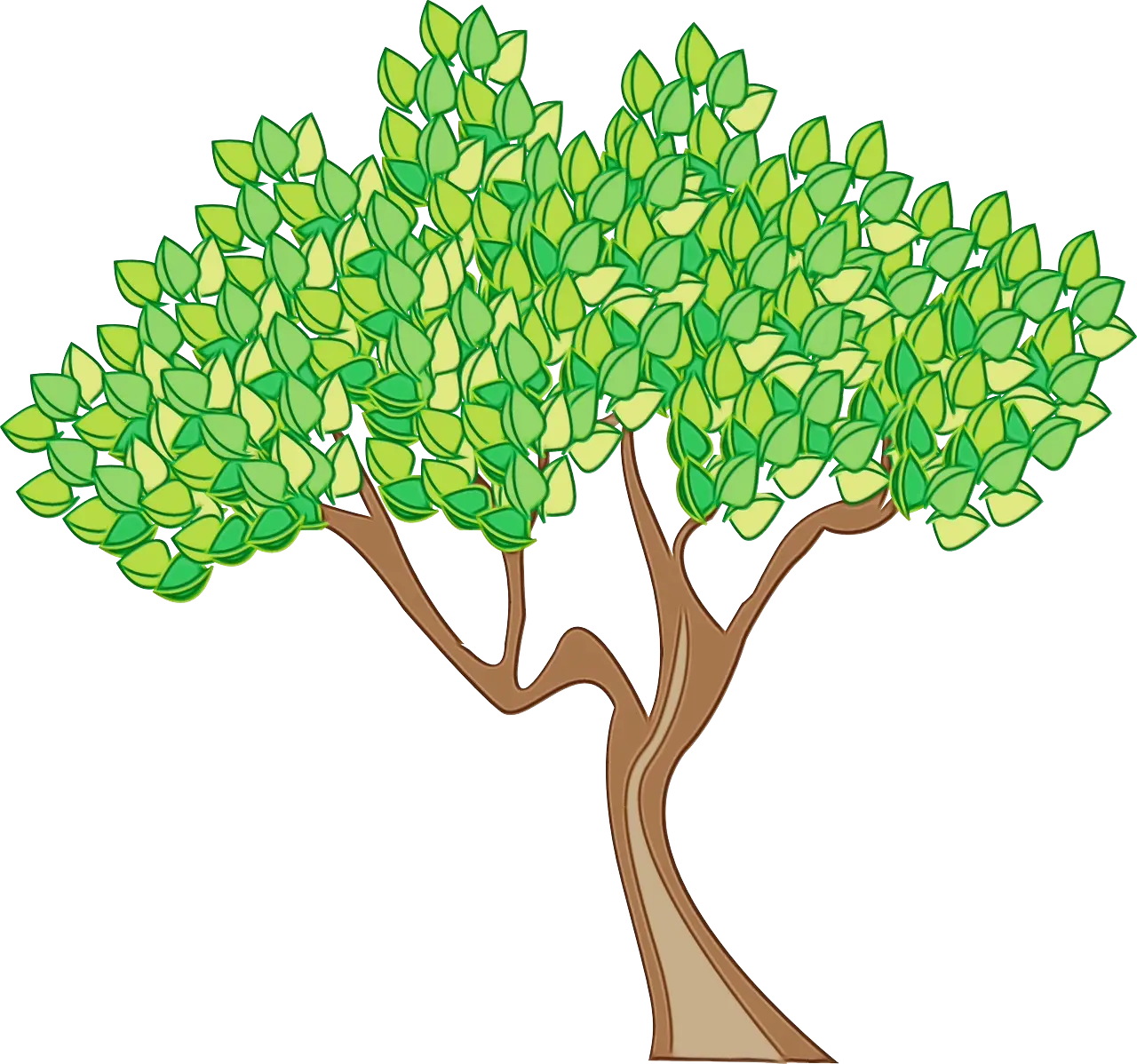 Green Cartoon Tree with Lush Leaves
