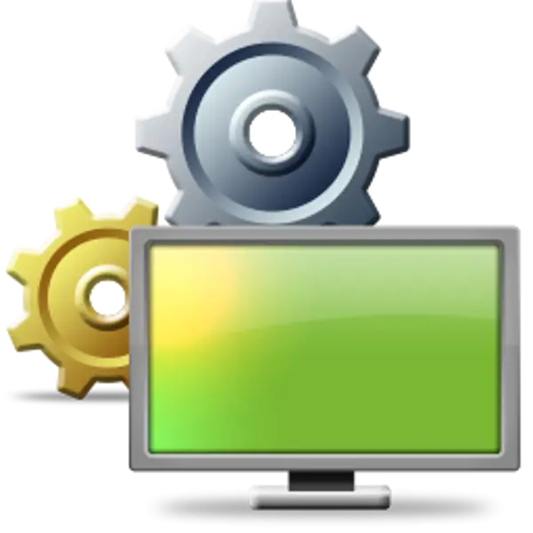 Computer with Gears Icon
